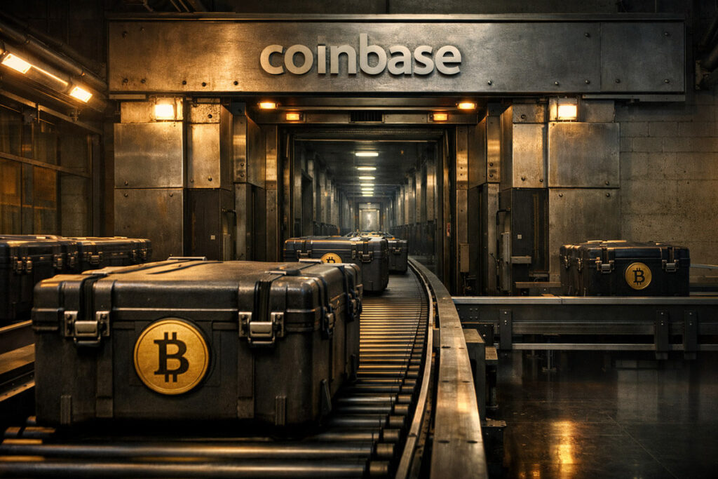 Over 80% of Bitcoin ETF assets hit Coinbase custody choke point with $74B at risk Bitcoin custody cases moving through a Coinbase facility, illustrating a central bottleneck in ETF custody flows