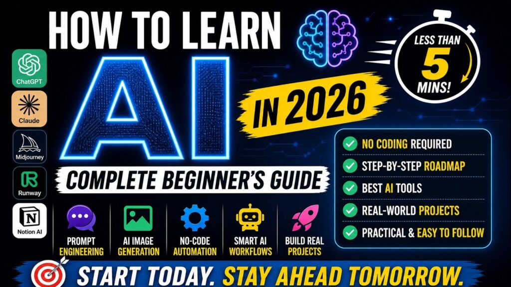 How to Learn AI in 2026 — Complete Beginner’s Guide in Less Than 5 Minutes