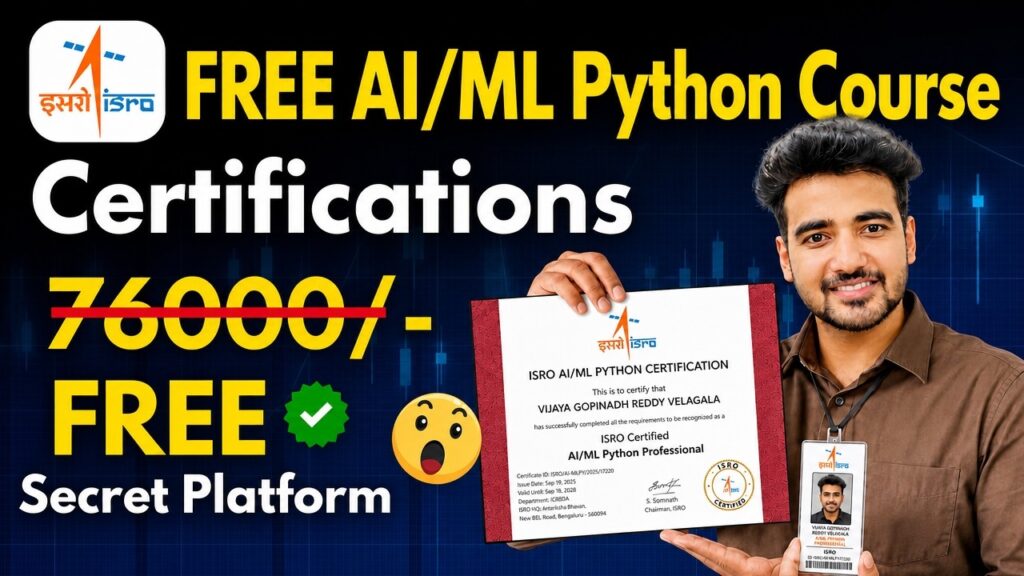 ISRO Free AI/ML Python Certification Course | No Fees, No Exam | Government Free Online Courses 2026 ISRO Free AI/ML Python Certification Course | No Fees, No Exam | Government Free Online Courses 2026